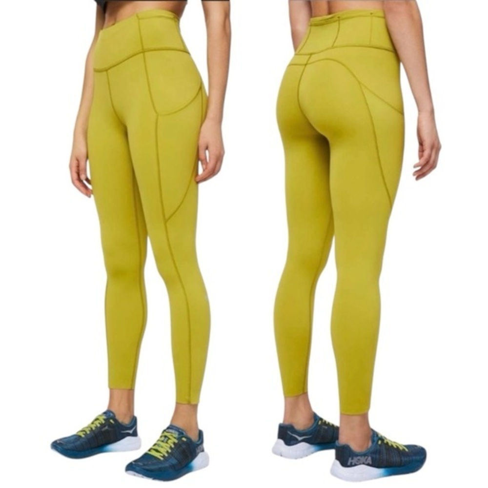 Lululemon Fast and Free Tight II 25" Non-Reflective Nulux Golden Lime 6